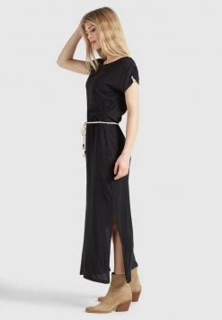 Khujo DOREEN Robe Longue Schwarz Femme -khujo Soldes 0448cba5a4514cae8c6d0cd74b8cd239