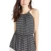 Khujo Femme VALDA Débardeur Schwarz Weiß Gestreift