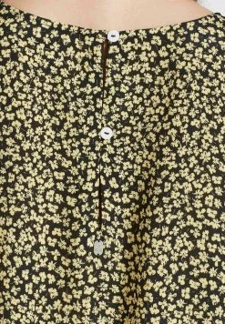 Khujo Femme LOMBA Blouse Schwarz Gelb Geblümt -khujo Soldes 26481767a4fe4b0baabc7658af83620e