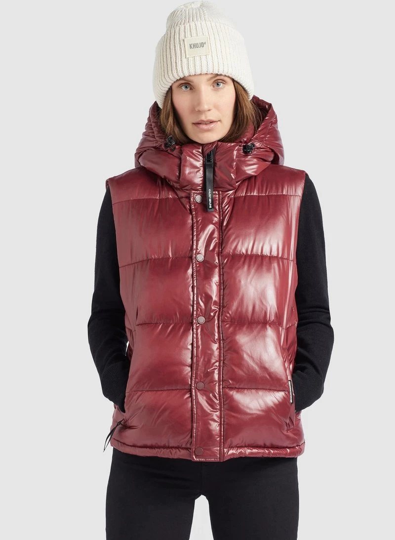 Khujo MARGARIDA SHINY Veste Sans Manches Weinrot Glänzend Femme 3 Khujo MARGARIDA SHINY Veste Sans Manches Weinrot Glänzend Femme