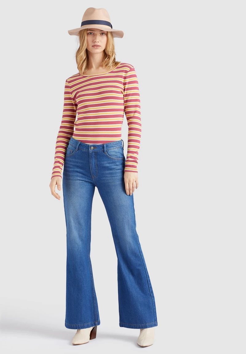 Khujo Femme SICHUAN T Shirt à Manches Longues Rosa Ocker Gestreift 4 Khujo Femme SICHUAN T Shirt à Manches Longues Rosa Ocker Gestreift – Image 2