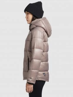 Khujo Femme GERDA SHINY Veste D'hiver Taupe Glänzend -khujo Soldes 32795966e1e64d859a930de42c3260ca