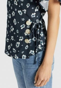 Khujo GIOVANNA Blouse Blau Weiß Geblümt Femme -khujo Soldes 3ab7ff8271314a92a9573b181c56f4ba