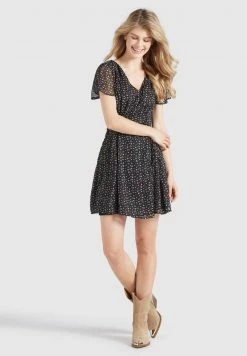 Khujo VARVARA Robe De Jour Black/blue Femme -khujo Soldes 3bb844ae8bbc499ea2c544208850ab0b