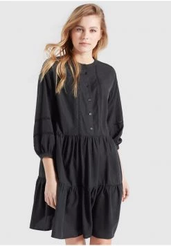 Khujo Femme CREPES Robe De Jour Schwarz