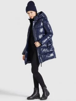 Khujo WENCKE SHINY Veste D'hiver Dunkelblau Glänzend Femme -khujo Soldes 4a164695d2ca4355bc0e4aca7552a17e