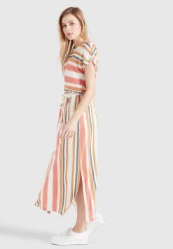 Khujo DOREEN Robe Longue Mehrfarbig Gestreift Femme -khujo Soldes 4a38399ab6574e69b0562b55c153b748