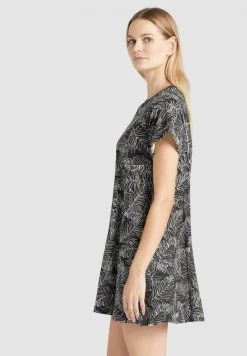 Khujo Femme IOCASTE Robe En Jersey Schwarz Gemustert -khujo Soldes 5561c95428e64867853ad603ef2f3ca5