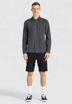 Khujo WAITE Chemise Schwarz Gestreift Homme -khujo Soldes 63ddf9e6739e4c9eaa166423ea29dc1e