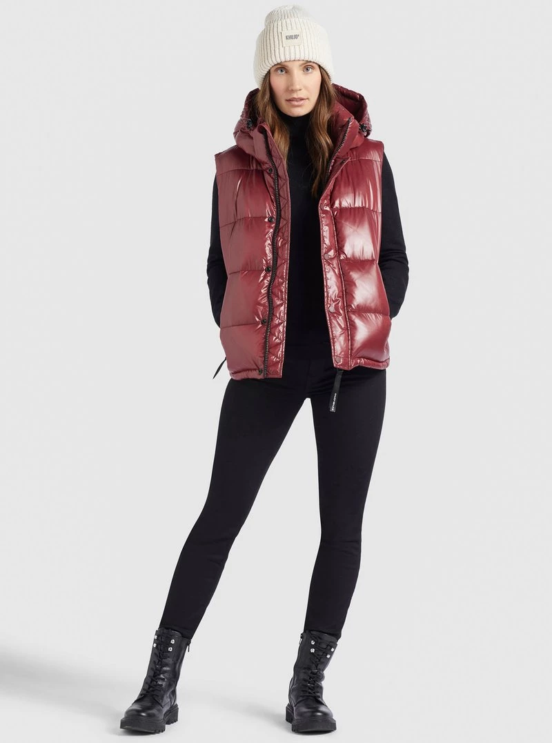 Khujo MARGARIDA SHINY Veste Sans Manches Weinrot Glänzend Femme 4 Khujo MARGARIDA SHINY Veste Sans Manches Weinrot Glänzend Femme – Image 2