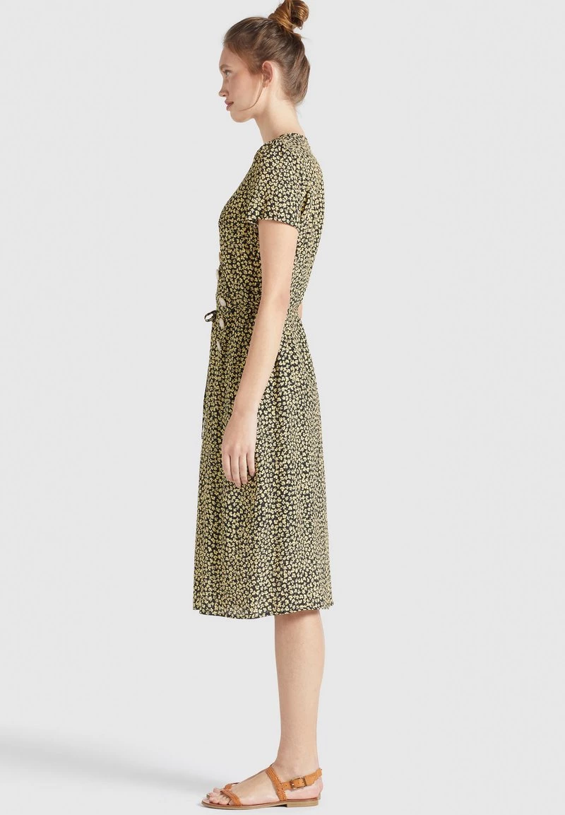 Khujo Femme PORGY Robe De Jour Schwarz Gelb Geblümt 6 Khujo Femme PORGY Robe De Jour Schwarz Gelb Geblümt – Image 4