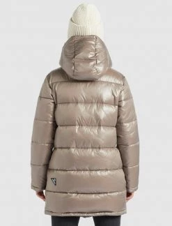 Khujo WENCKE SHINY Veste D'hiver Taupe Glänzend Femme -khujo Soldes 7b95b488b2e0474f88e44bdab284d69d
