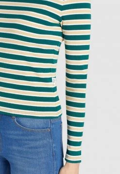 Khujo SICHUAN T Shirt à Manches Longues Grün Beige Gestreift Femme -khujo Soldes 7d2da5cf177745cfaa7ec9aae648fc81