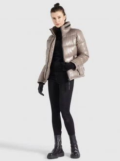 Khujo BLONDIE Veste D'hiver Taupe Glänzend Femme -khujo Soldes 8324a186b003448bac50b8f7dab9bcfa