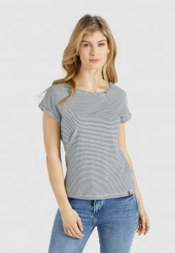 Khujo BABSI T Shirt Imprimé Weiß Blau Gestreift Femme