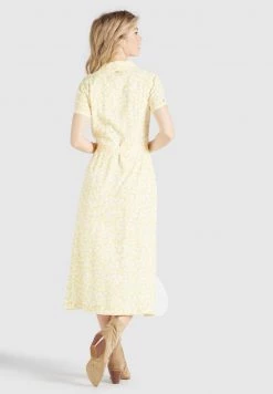 Khujo Femme GOYA Robe Chemise Gelb Weiß Geblümt -khujo Soldes 940f2d1b8487423b82d6249f1e56844d