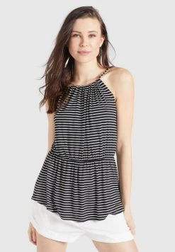 Khujo Femme VALDA Débardeur Schwarz Weiß Gestreift -khujo Soldes 9ad14aff73d54477ae9192955bd865b5
