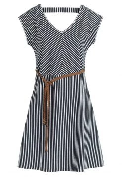 Khujo Femme LEIFA Robe De Jour Dunkelblau Weiß Gestreift -khujo Soldes 9d068a2c6e13419593aa845c5c1b1c09