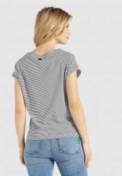 Khujo BABSI T Shirt Imprimé Weiß Blau Gestreift Femme -khujo Soldes a8dc251678494a28b337d64b205b998c