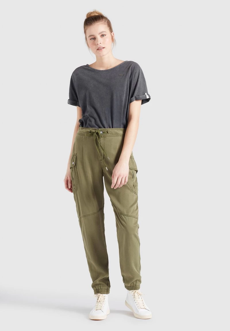Khujo JOSLIN Pantalon Cargo Khaki Gewaschen Femme 3 Khujo JOSLIN Pantalon Cargo Khaki Gewaschen Femme