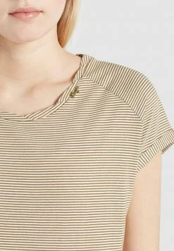 Khujo BABSI T Shirt Imprimé Weiß Ocker Gestreift Femme -khujo Soldes a9a959bbd04f4df193ea94b9d1776a04