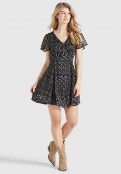 Khujo VARVARA Robe De Jour Black/blue Femme -khujo Soldes af266f8c22074ef7b4b9df03bd58092e