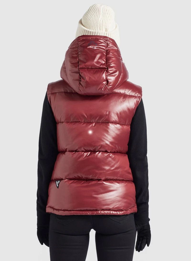 Khujo MARGARIDA SHINY Veste Sans Manches Weinrot Glänzend Femme 5 Khujo MARGARIDA SHINY Veste Sans Manches Weinrot Glänzend Femme – Image 3