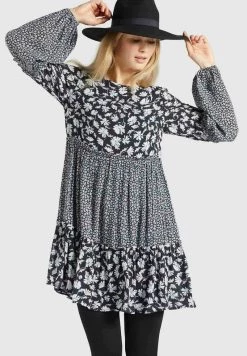 Khujo Femme GRANATA Robe De Jour Schwarz Weiß