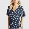 Khujo GIOVANNA Blouse Blau Weiß Geblümt Femme -khujo Soldes bcae584c44ec4ce2b892ee45d6f8ea46