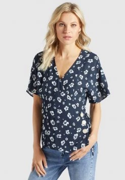 Khujo GIOVANNA Blouse Blau Weiß Geblümt Femme