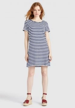 Khujo Femme VAISHALI Robe En Jersey Blau Gestreift -khujo Soldes c043791a433544daa44ed6d8429768e4