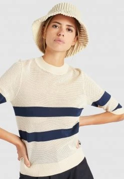 Khujo CHUMANE T Shirt Imprimé Sand/dark Blue Femme -khujo Soldes c0690b5fd1034e57bb843c30652a755c