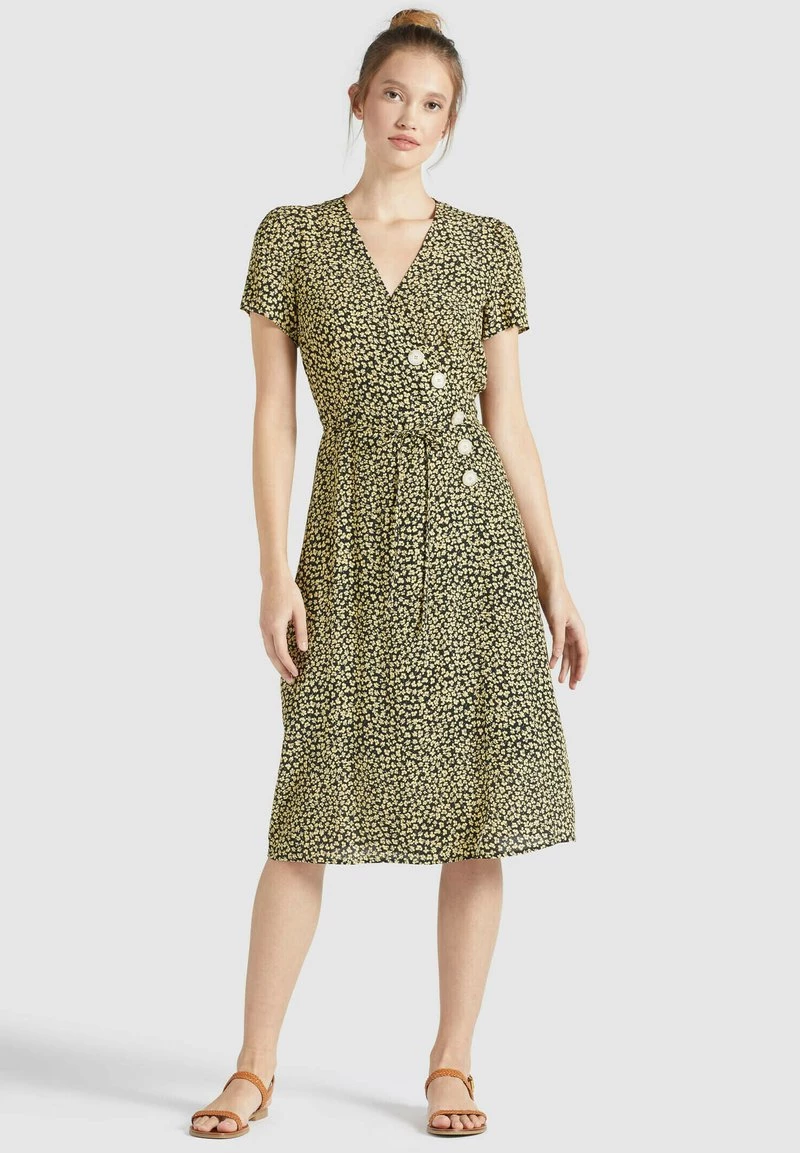 Khujo Femme PORGY Robe De Jour Schwarz Gelb Geblümt 3 Khujo Femme PORGY Robe De Jour Schwarz Gelb Geblümt