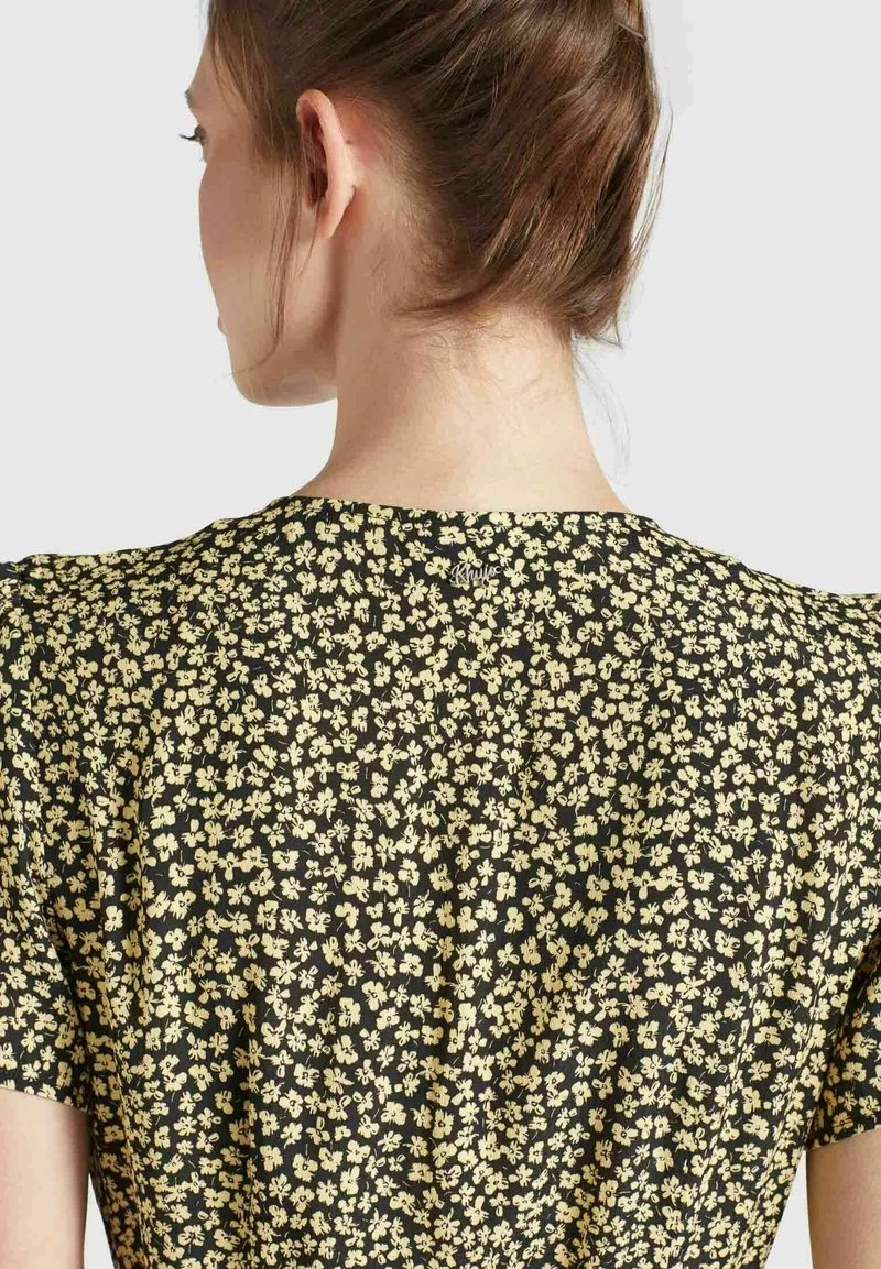 Khujo Femme PORGY Robe De Jour Schwarz Gelb Geblümt 8 Khujo Femme PORGY Robe De Jour Schwarz Gelb Geblümt – Image 6