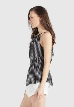 Khujo Femme VALDA Débardeur Schwarz Weiß Gestreift -khujo Soldes d5762cbee6454e59aea0a6a9552aac38