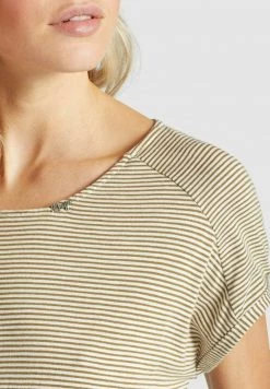 Khujo ANNEMARIE Robe En Jersey Weiß Ocker Gestreift Femme -khujo Soldes d814b7395bce4774b7c15a557891b879