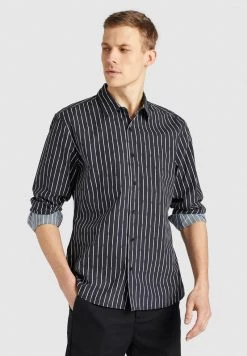 Khujo WAITE Chemise Schwarz Gestreift Homme