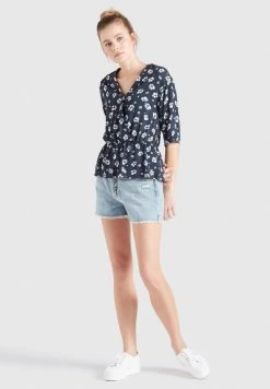 Khujo Femme RINALDA Blouse Blau Weiß Geblümt 14 Khujo Femme RINALDA Blouse Blau Weiß Geblümt -khujo Soldes d9aa5e4bb64e439aaed812c1216aa9a2