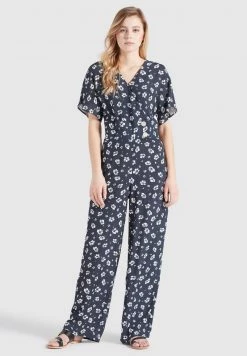 Khujo BORGIA Combinaison Blau Weiß Geblümt Femme