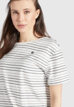 Khujo AURELIA T Shirt Imprimé Weiß Schwarz Gestreift Femme -khujo Soldes f1b378768c494c0391fd3046c5340fd0