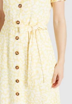 Khujo Femme GOYA Robe Chemise Gelb Weiß Geblümt -khujo Soldes f22172eed23b4e24aac415791ef07370