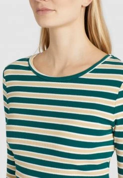 Khujo SICHUAN T Shirt à Manches Longues Grün Beige Gestreift Femme -khujo Soldes f4a62e7c0ecd458dacea2c7e4a3bb27f