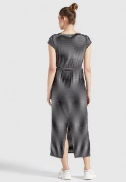Khujo CRISTELLA Robe Longue Schwarz Weiß Gestreift Femme -khujo Soldes fce28c1b6ff0461fb191503d85eecee4